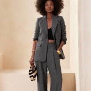 Banana Republic Sculpted Herringbone Blazer - Charcoal Gray - Size 2